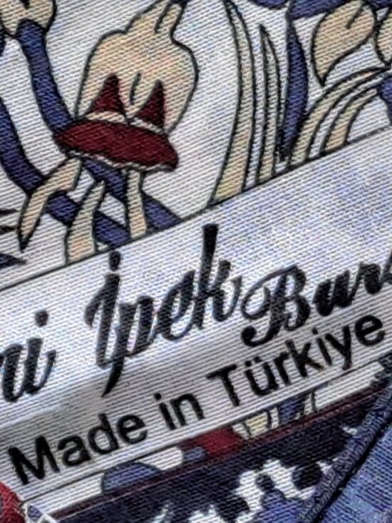 Çini Ipek Bursa Accessories - Vintage Çini Ipek Bursa Silk Scarf Floral Blue Maroon Multicolor Luxury Women's
